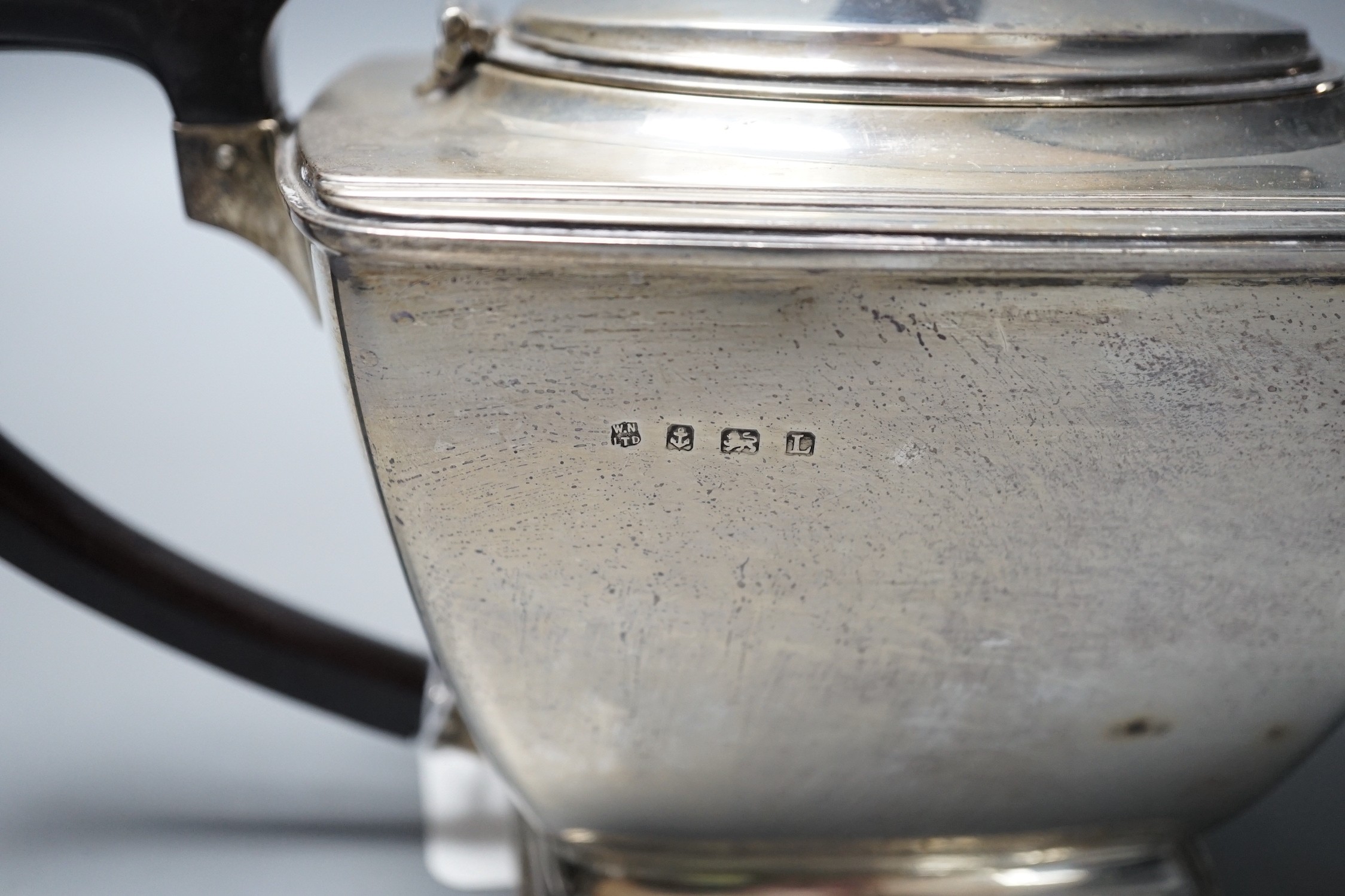 A George V Art Deco silver teapot, William Neale Ltd, Birmingham, 1935